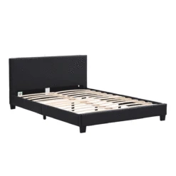 URSA Black PU Leather Bed Frame With LED On Footend -Best Furniture Shop SF804BLACK LEDGIF