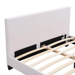 URSA White PU Leather Bed Frame With LED On Footend 15 URSA White PU Leather Bed Frame With LED On Footend -Best Furniture Shop SF804WHITE detail1