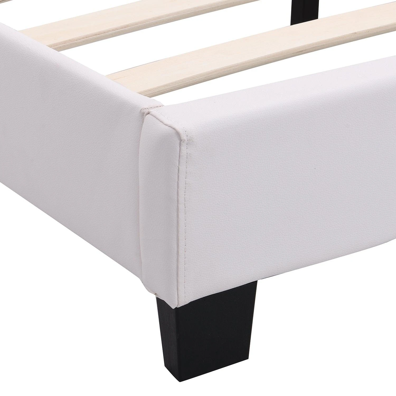 URSA White PU Leather Bed Frame With LED On Footend 9 URSA White PU Leather Bed Frame With LED On Footend - Image 9