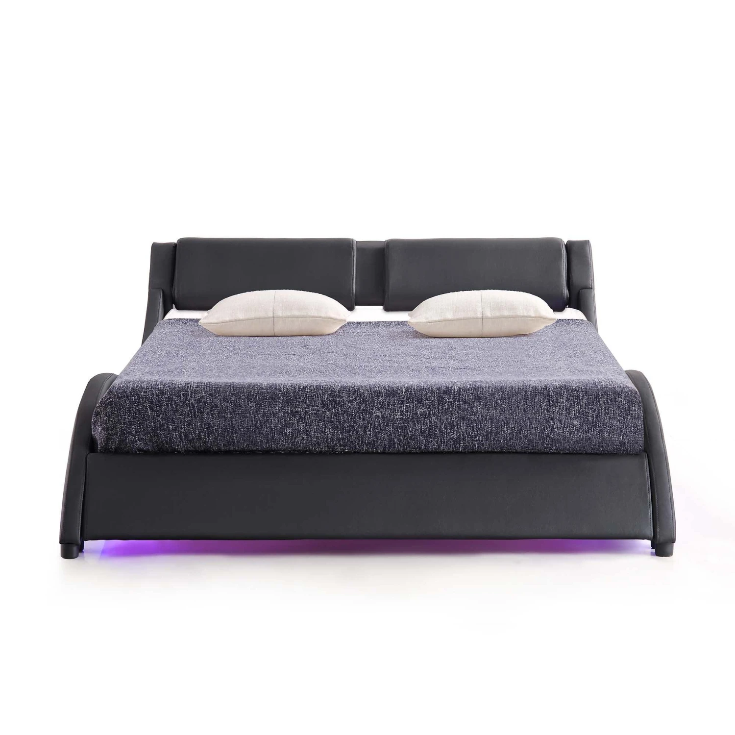 CORVUS Faux Leather Upholstered Bed Frame With Underbed LED Lights, Black 11 CORVUS Faux Leather Upholstered Bed Frame With Underbed LED Lights, Black - Image 11