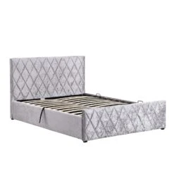 Cherry Tree Furniture HAYDEN Crushed Velvet Side Lift Storage Ottoman Upholstered Bed Frame Silver -Best Furniture Shop SF874Silver 2