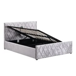 Cherry Tree Furniture HAYDEN Crushed Velvet Side Lift Storage Ottoman Upholstered Bed Frame Silver -Best Furniture Shop SF874Silver 4