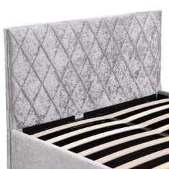 Cherry Tree Furniture HAYDEN Crushed Velvet Side Lift Storage Ottoman Upholstered Bed Frame Silver -Best Furniture Shop SF874Silver detail1