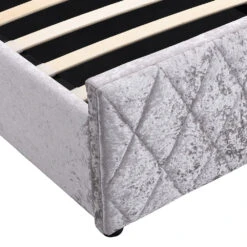 Cherry Tree Furniture HAYDEN Crushed Velvet Side Lift Storage Ottoman Upholstered Bed Frame Silver -Best Furniture Shop SF874Silver detail4