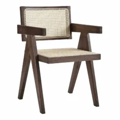 Jeanne Dark Walnut Cane Rattan Solid Beech Wood Dining Chair -Best Furniture Shop XN 1933C DARKWALNUT WB1