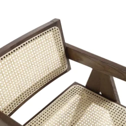 Jeanne Dark Walnut Cane Rattan Solid Beech Wood Dining Chair -Best Furniture Shop XN 1933C DARKWALNUT detail1