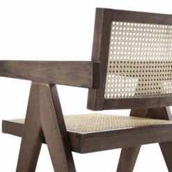 Jeanne Dark Walnut Cane Rattan Solid Beech Wood Dining Chair -Best Furniture Shop XN 1933C DARKWALNUT detail3