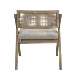 Bordon Natural Cane Rattan Folding Chair With Grey Upholstered Seat -Best Furniture Shop XN 2003B NATGREY 4