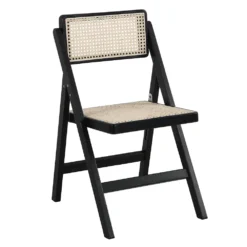 Frances Set Of 2 Folding Cane Rattan Chairs, Black Colour -Best Furniture Shop XN 2054 BLACK 2P 2