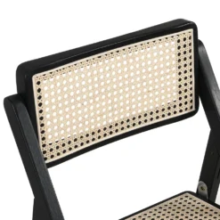 Frances Set Of 2 Folding Cane Rattan Chairs, Black Colour -Best Furniture Shop XN 2054 BLACK 2P detail1