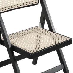Frances Set Of 2 Folding Cane Rattan Chairs, Black Colour -Best Furniture Shop XN 2054 BLACK 2P detail2