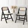 Frances Set Of 2 Folding Cane Rattan Chairs, Black Colour