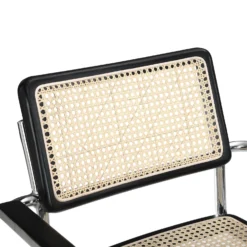 Rayna Pair Of 2 Solid Beech Dining Chairs With Armrests, Natural Cane & Chrome (Black) -Best Furniture Shop XN 2056 BLACK 2P detail1