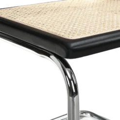 Rayna Pair Of 2 Solid Beech Dining Chairs With Armrests, Natural Cane & Chrome (Black) -Best Furniture Shop XN 2056 BLACK 2P detail4