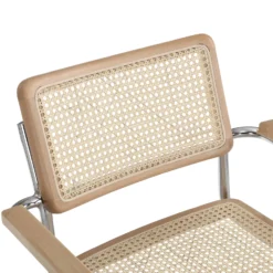 Rayna Pair Of 2 Solid Beech Dining Chairs With Armrests, Natural Cane & Chrome (Natural) -Best Furniture Shop XN 2056 NAT 2P detail1