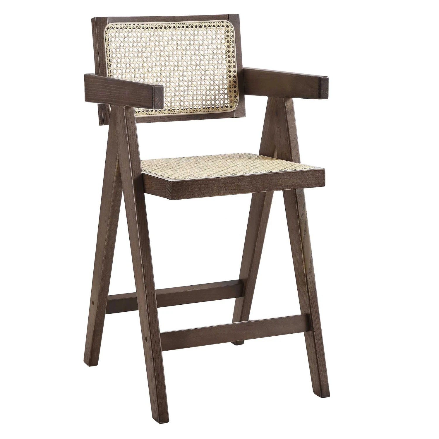 Jeanne Dark Walnut Cane Rattan Solid Beech Wood Counter Stool 3 Jeanne Dark Walnut Cane Rattan Solid Beech Wood Counter Stool - Image 3
