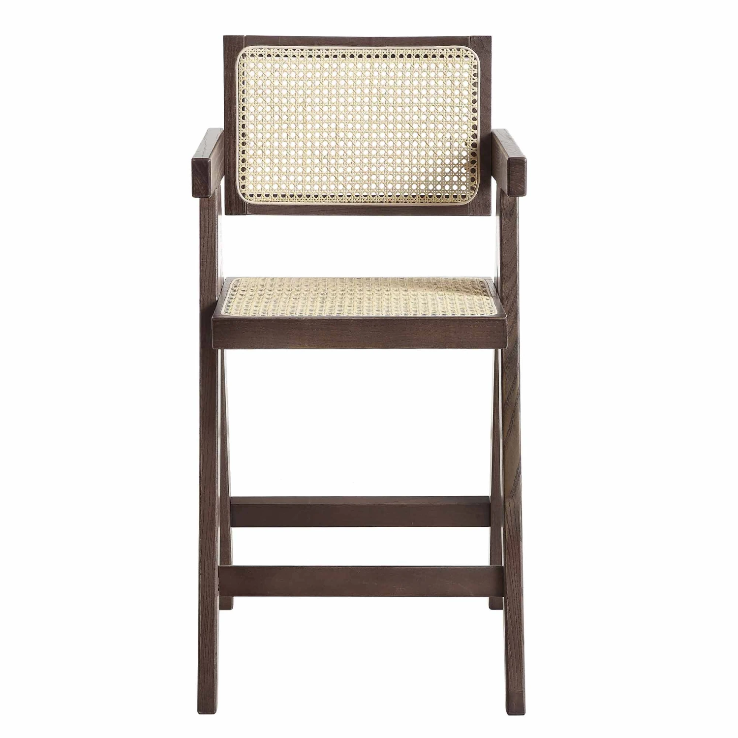 Jeanne Dark Walnut Cane Rattan Solid Beech Wood Counter Stool 4 Jeanne Dark Walnut Cane Rattan Solid Beech Wood Counter Stool - Image 4