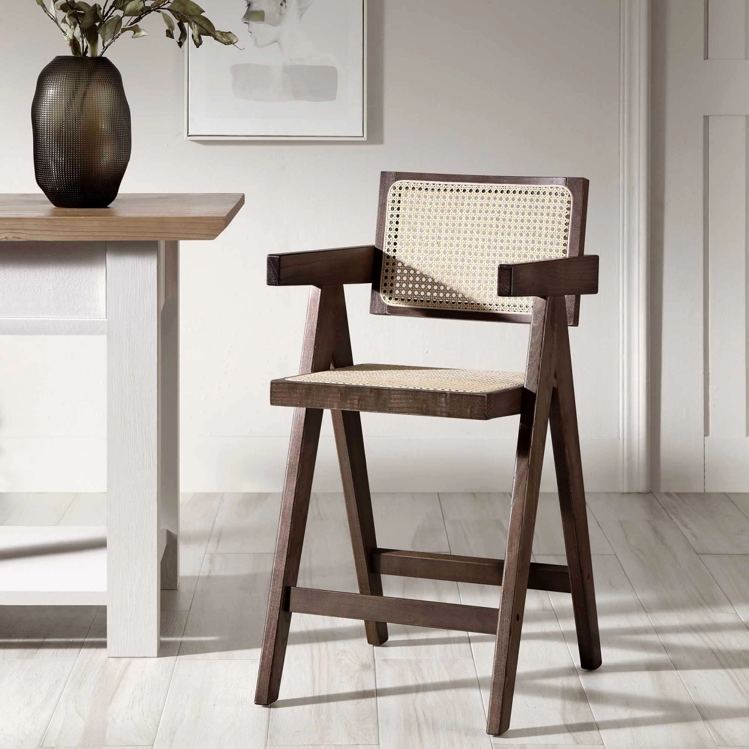 Jeanne Dark Walnut Cane Rattan Solid Beech Wood Counter Stool 1 Jeanne Dark Walnut Cane Rattan Solid Beech Wood Counter Stool