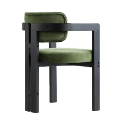 Stanford Curved Oak Frame Upholstered Chair, Moss Green Velvet Black Frame -Best Furniture Shop XNDCH 727 GREEN VEL WB4