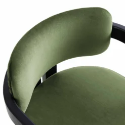 Stanford Curved Oak Frame Upholstered Chair, Moss Green Velvet Black Frame -Best Furniture Shop XNDCH 727 GREEN VEL detail1