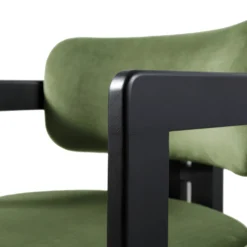 Stanford Curved Oak Frame Upholstered Chair, Moss Green Velvet Black Frame -Best Furniture Shop XNDCH 727 GREEN VEL detail2