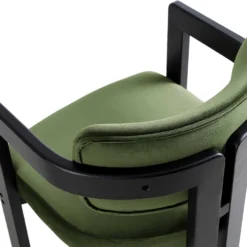 Stanford Curved Oak Frame Upholstered Chair, Moss Green Velvet Black Frame -Best Furniture Shop XNDCH 727 GREEN VEL detail3