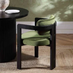 Stanford Curved Oak Frame Upholstered Chair, Moss Green Velvet Black Frame -Best Furniture Shop XNDCH 727 GREEN VEL scene2