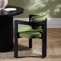 Stanford Curved Oak Frame Upholstered Chair, Moss Green Velvet Black Frame -Best Furniture Shop XNDCH 727 GREEN VEL scene3