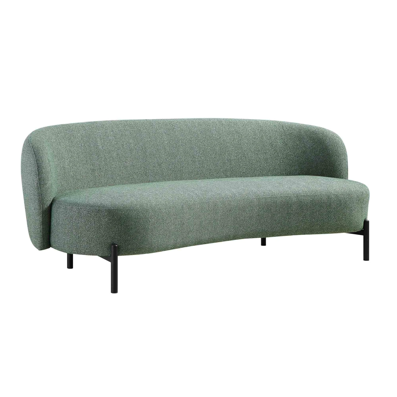 Amboise 3-Seater Curved Sofa With Ball Cushions, Spruce Green Textured Fabric 7 Amboise 3-Seater Curved Sofa With Ball Cushions, Spruce Green Textured Fabric - Image 7