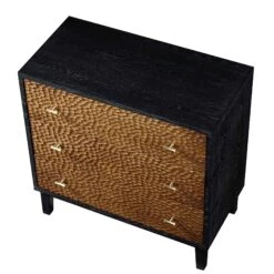 Bianca Chip Carved 3 Drawer Chest, Antique Bronze & Black -Best Furniture Shop XXCOD 008 GOLD BLACK WB4