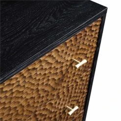 Bianca Chip Carved 3 Drawer Chest, Antique Bronze & Black -Best Furniture Shop XXCOD 008 GOLD BLACK detail1