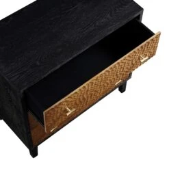 Bianca Chip Carved 3 Drawer Chest, Antique Bronze & Black -Best Furniture Shop XXCOD 008 GOLD BLACK detail2