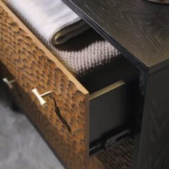 Bianca Chip Carved 3 Drawer Chest, Antique Bronze & Black -Best Furniture Shop XXCOD 008 GOLD BLACK scene2