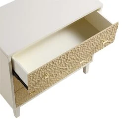 Bianca Chip Carved 3 Drawer Chest, Sand Beige & Ivory 21 Bianca Chip Carved 3 Drawer Chest, Sand Beige & Ivory -Best Furniture Shop XXCOD 008 TAUPE WHITE detail2