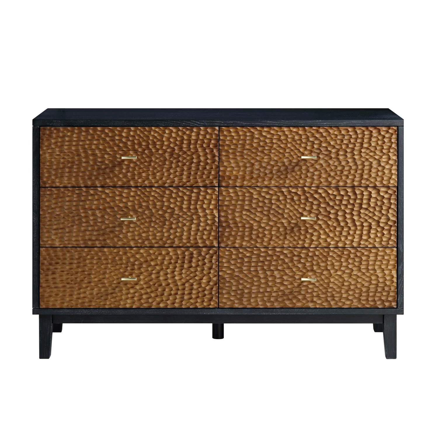 Bianca Chip Carved 6 Drawer Chest, Antique Bronze & Black 3 Bianca Chip Carved 6 Drawer Chest, Antique Bronze & Black - Image 3