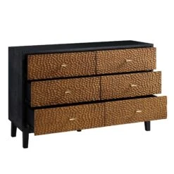 Bianca Chip Carved 6 Drawer Chest, Antique Bronze & Black 16 Bianca Chip Carved 6 Drawer Chest, Antique Bronze & Black -Best Furniture Shop XXCOD 010 GOLD BLACK WB3