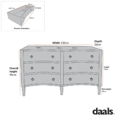 Thalia Concave Double Chest Of Drawers, Washed White -Best Furniture Shop XXCOD 024 WHITEWASH 1