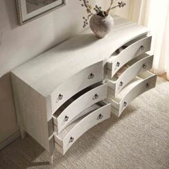 Thalia Concave Double Chest Of Drawers, Washed White -Best Furniture Shop XXCOD 024 WHITEWASH scene2