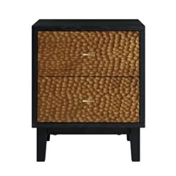 Bianca Chip Carved Bedside Table, Antique Bronze & Black -Best Furniture Shop XXNS 007 GOLD BLACK WB1