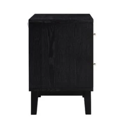 Bianca Chip Carved Bedside Table, Antique Bronze & Black -Best Furniture Shop XXNS 007 GOLD BLACK WB5