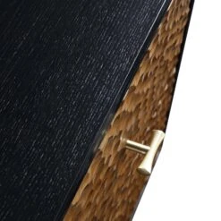 Bianca Chip Carved Bedside Table, Antique Bronze & Black -Best Furniture Shop XXNS 007 GOLD BLACK detail4