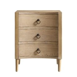 Thalia Concave 3 Drawer Bedside Table, Natural -Best Furniture Shop XXNS 021 NAT WB1