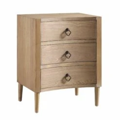Thalia Concave 3 Drawer Bedside Table, Natural -Best Furniture Shop XXNS 021 NAT WB2