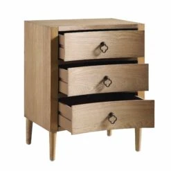 Thalia Concave 3 Drawer Bedside Table, Natural -Best Furniture Shop XXNS 021 NAT WB3