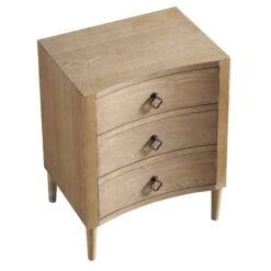 Thalia Concave 3 Drawer Bedside Table, Natural -Best Furniture Shop XXNS 021 NAT WB4