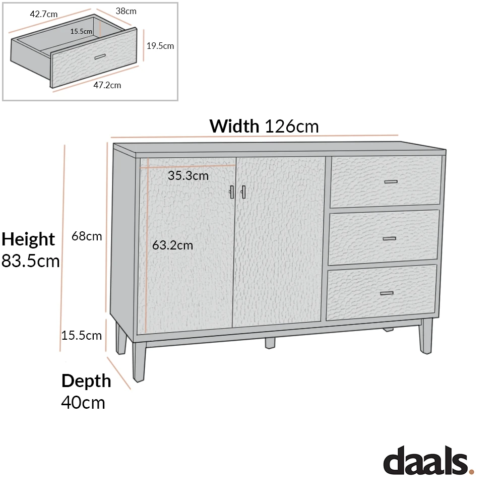Bianca Chip Carved 2-Door 3-Drawer Sideboard, Antique Bronze & Black 5 Bianca Chip Carved 2-Door 3-Drawer Sideboard, Antique Bronze & Black - Image 5