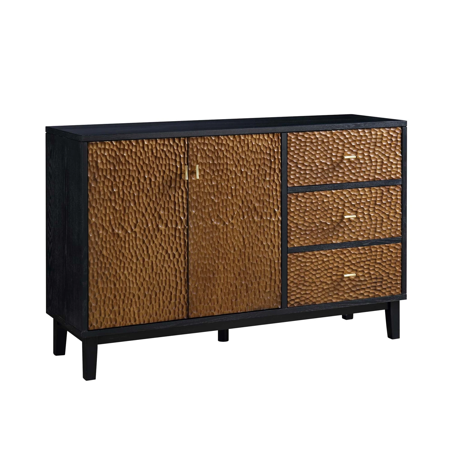 Bianca Chip Carved 2-Door 3-Drawer Sideboard, Antique Bronze & Black 6 Bianca Chip Carved 2-Door 3-Drawer Sideboard, Antique Bronze & Black - Image 6