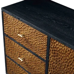 Bianca Chip Carved 2-Door 3-Drawer Sideboard, Antique Bronze & Black 24 Bianca Chip Carved 2-Door 3-Drawer Sideboard, Antique Bronze & Black -Best Furniture Shop XXSB 006 GOLD BLACK detail1