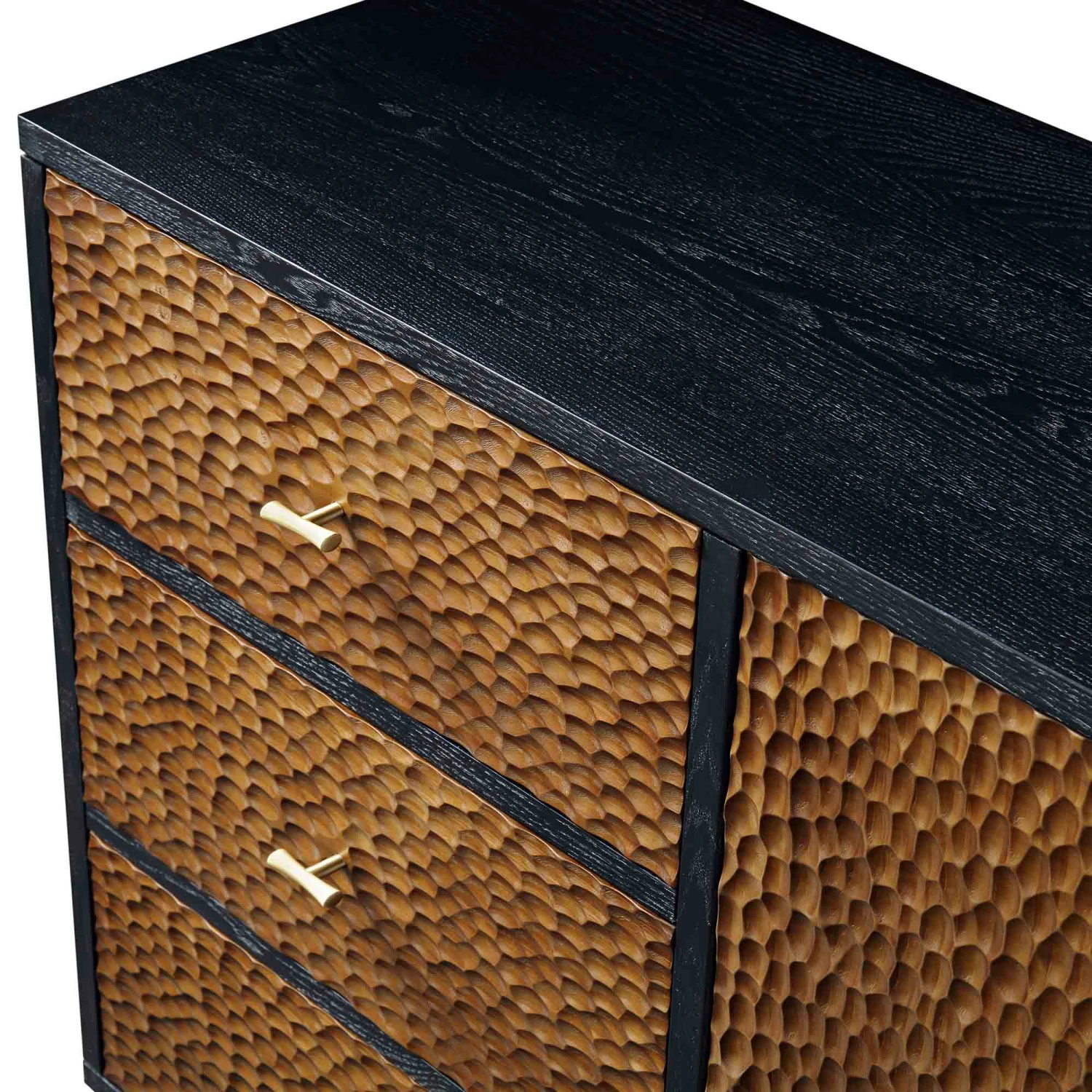 Bianca Chip Carved 2-Door 3-Drawer Sideboard, Antique Bronze & Black 11 Bianca Chip Carved 2-Door 3-Drawer Sideboard, Antique Bronze & Black - Image 11