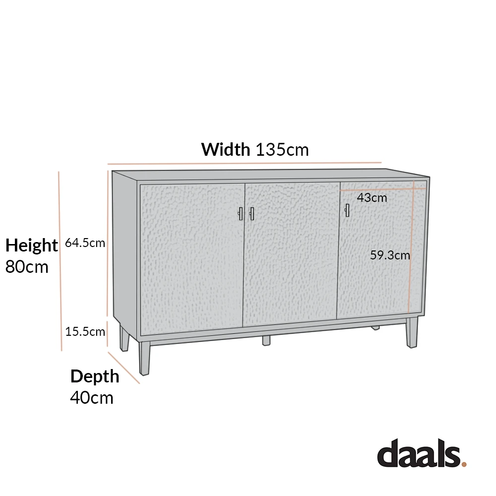 Bianca Chip Carved 3 Door Sideboard, Antique Bronze & Black 5 Bianca Chip Carved 3 Door Sideboard, Antique Bronze & Black - Image 5